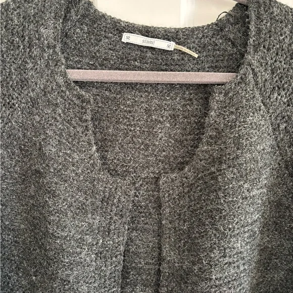SIONI. Dark charcoal gray tight woven cardigan sweater. Size is One Size - Picture 2 of 2